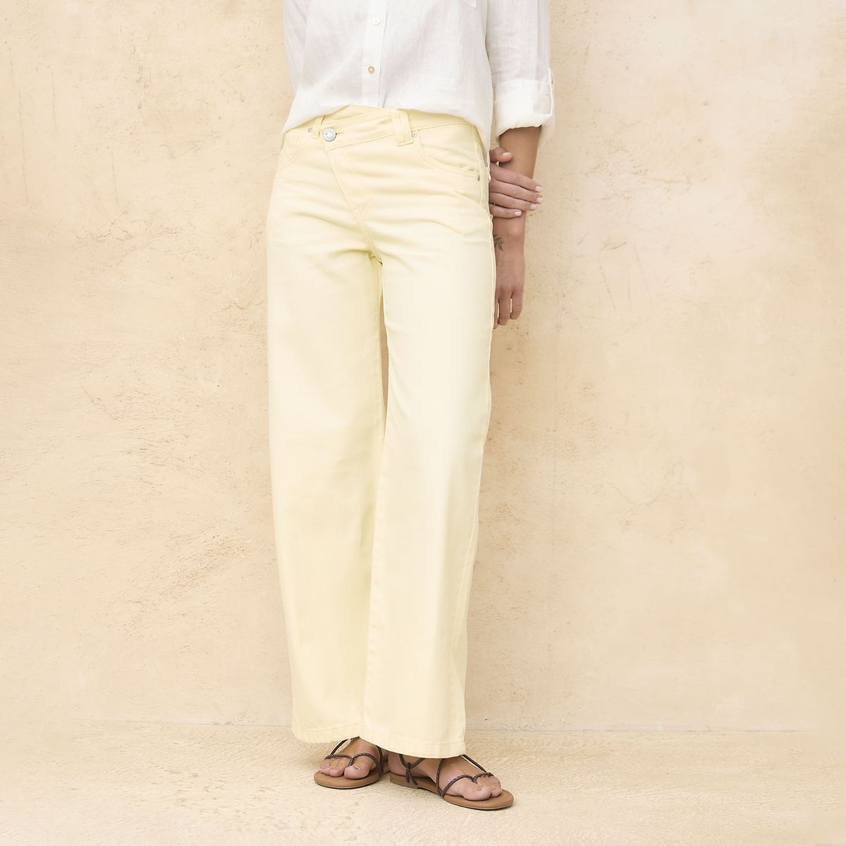 BASEMENT - Jeans Wide Leg Tiro Medio Mujer Basement