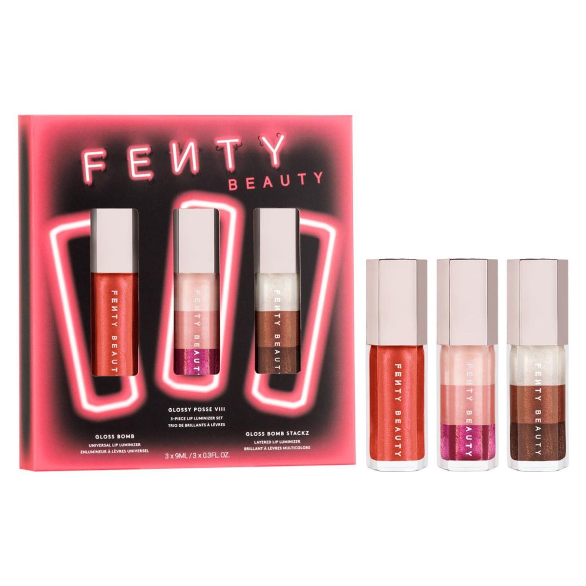 FENTY BEAUTY - (Set Brillos De Labios) Glossy Posse Viii 3-Piece Lip Luminizer Set