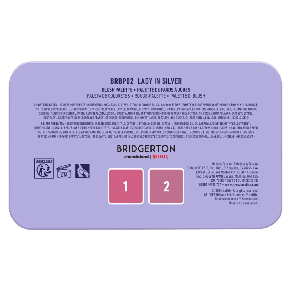 Nyx Professional Makeup Bridgerton Royal Blush Palette 02 In Silver, foto 7