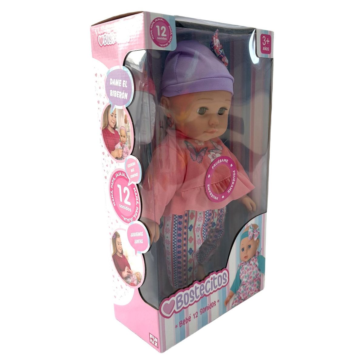 FUNMAX - Muñeca Bostecitos Lloron Con Sonidos Y Accesorios Funmax