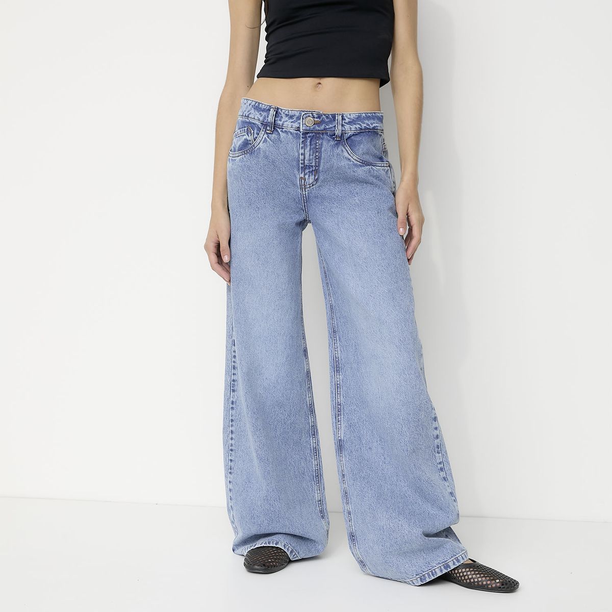 SYBILLA - Jeans Wide Leg Tiro Medio Mujer Sybilla