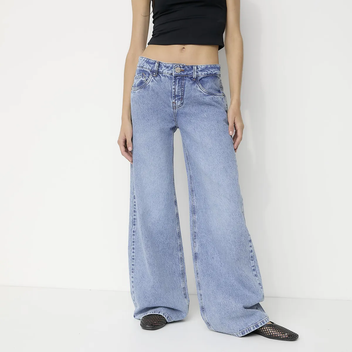 SYBILLA - Jeans Wide Leg Tiro Medio Mujer Sybilla