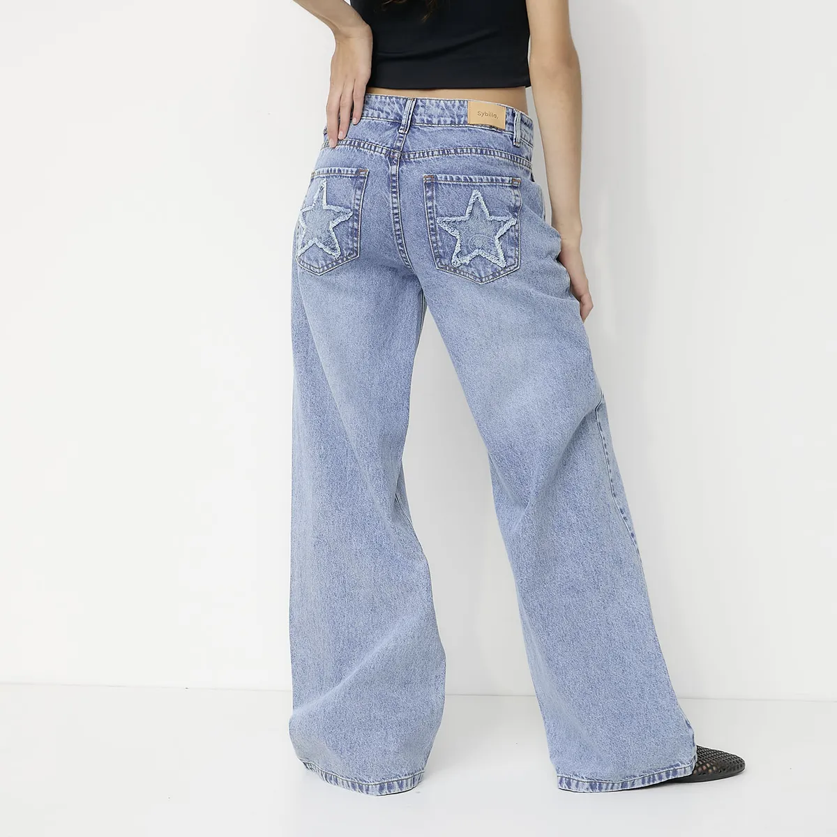 SYBILLA - Jeans Wide Leg Tiro Medio Mujer Sybilla