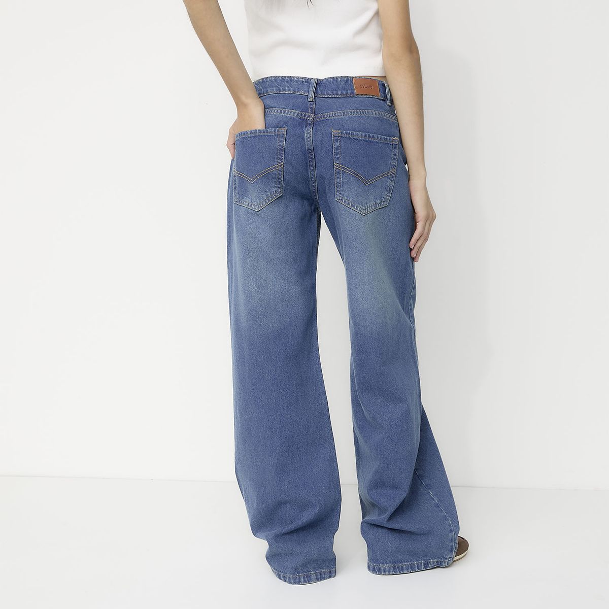 SYBILLA - Jeans Wide Leg Tiro Medio Mujer Sybilla
