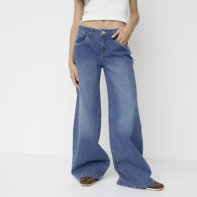 SYBILLA Jeans Wide Leg Tiro Medio Mujer