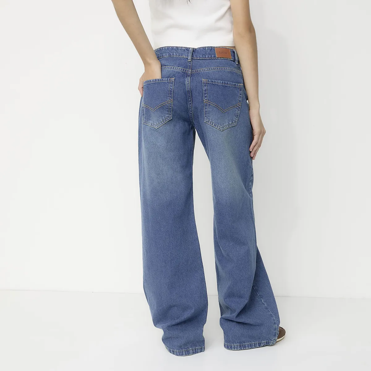 SYBILLA - Jeans Wide Leg Tiro Medio Mujer Sybilla