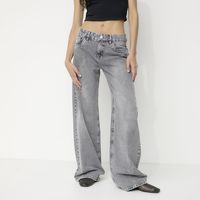 Jeans Wide Leg Tiro Bajo Mujer