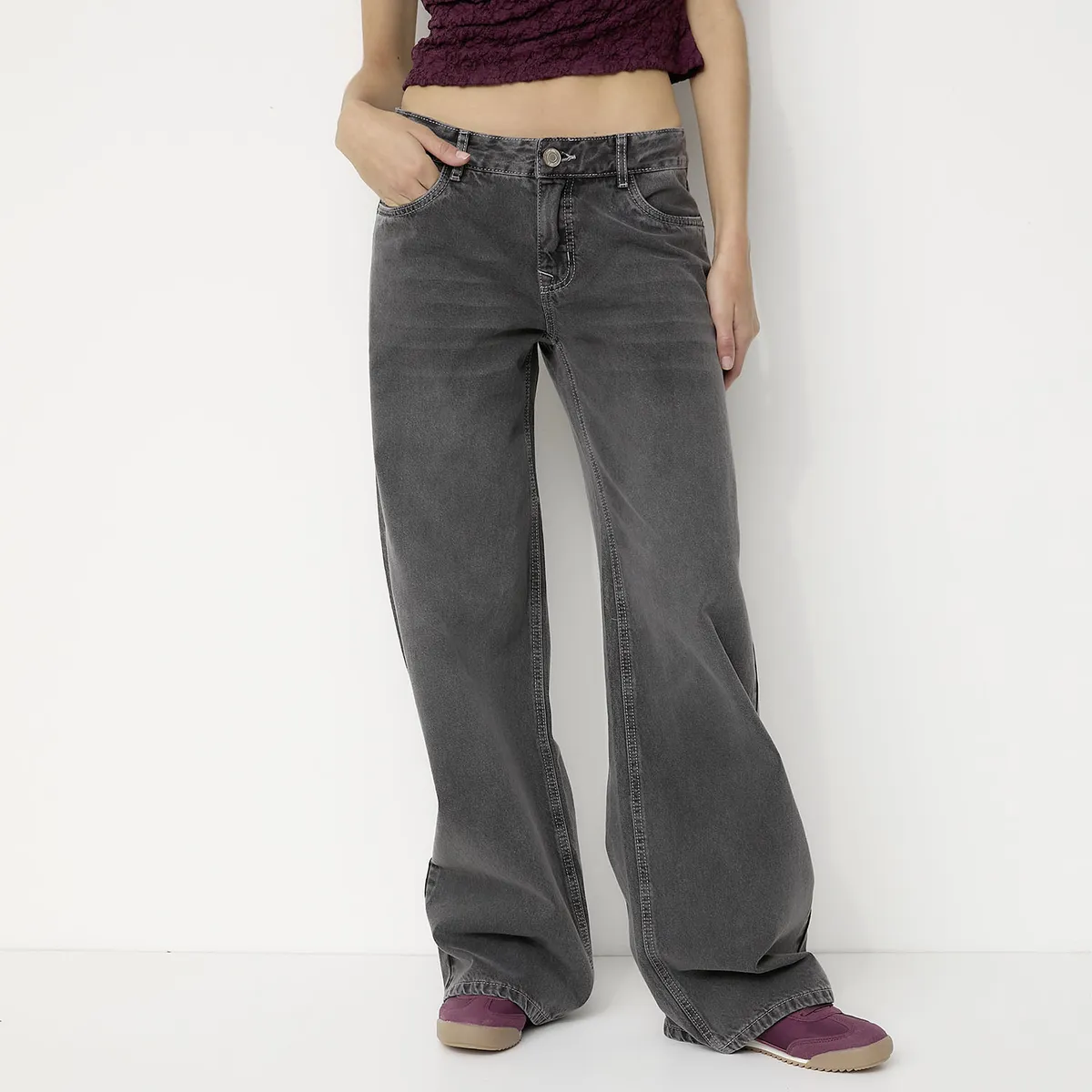 SYBILLA - Jeans Wide Leg Tiro Bajo Mujer Sybilla