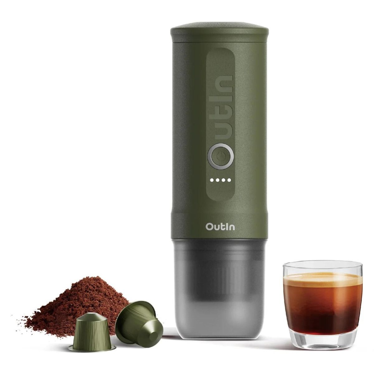 OUTIN - Cafetera Espresso Portátil Nano Verde Botella Outin