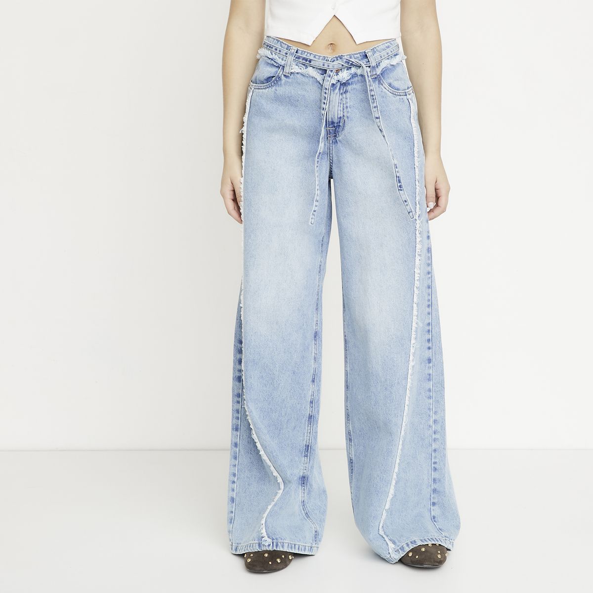 SYBILLA - Jeans Wide Leg Tiro Bajo Mujer Sybilla