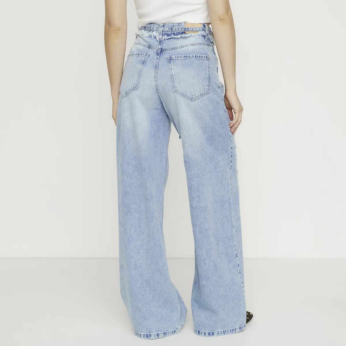 SYBILLA - Jeans Wide Leg Tiro Bajo Mujer Sybilla