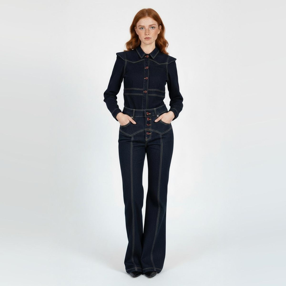 BRICK LONDON - Pantalón Flare Tiro Medio Mujer Brick London