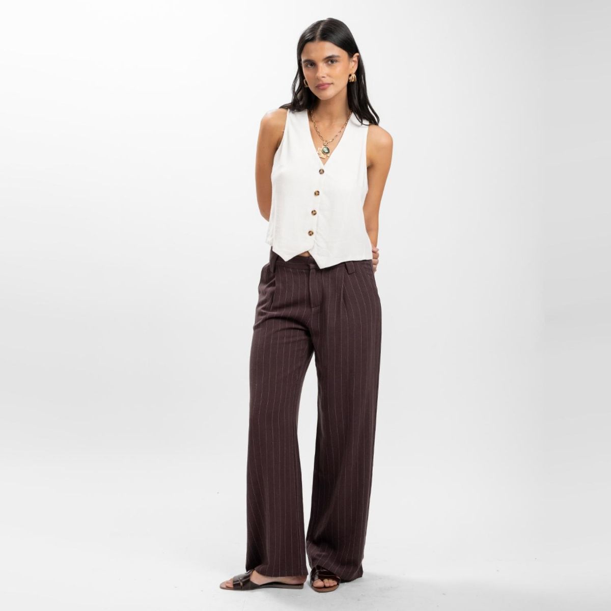 LOLITA LPK - Pantalón Wide Leg Tiro Medio Mujer Lolita Lpk