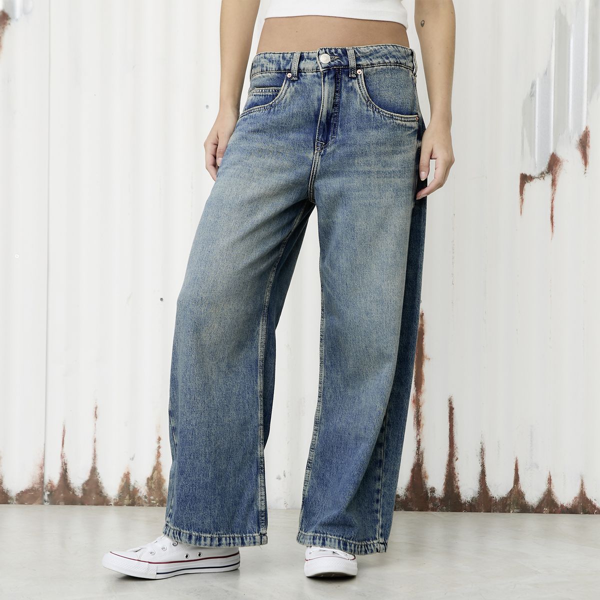 AMERICANINO - Jeans Balloon Tiro Medio Mujer Americanino