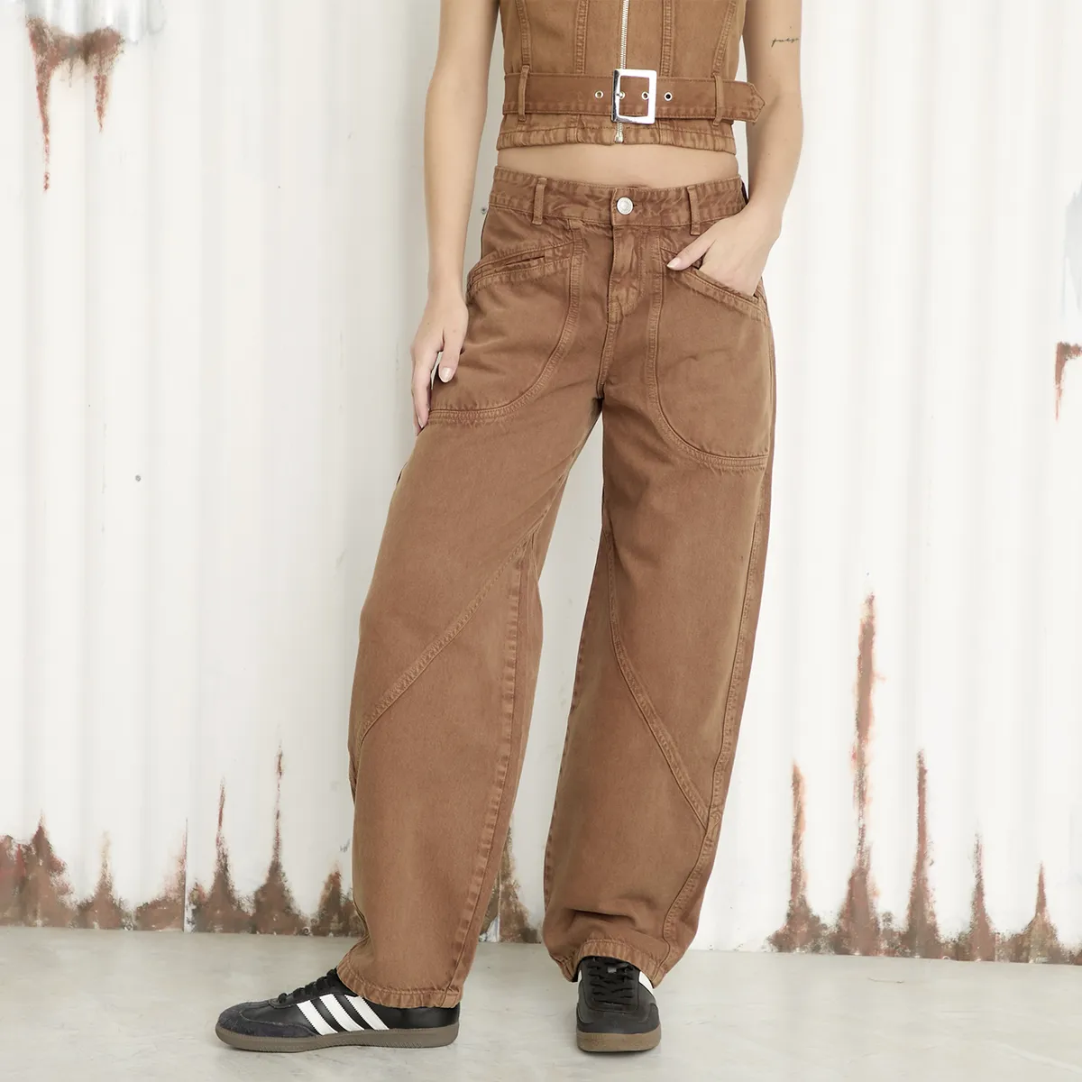 AMERICANINO - Jeans Baggy Tiro Medio Mujer Americanino