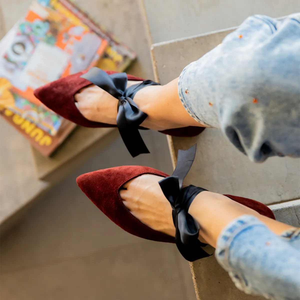 CHIQUITA - Ballerina Mujer Cuero Burdeo Chiquita