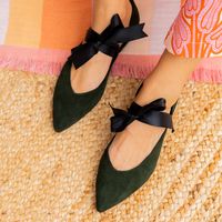 Ballerina Mujer Cuero Verde