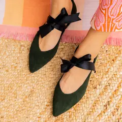 CHIQUITA - Ballerina Mujer Cuero Verde