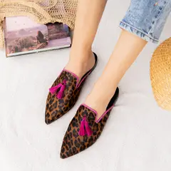 CHIQUITA - Babucha Mujer Cuero Animal Print