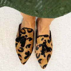 CHIQUITA - Babucha Mujer Cuero Animal Print