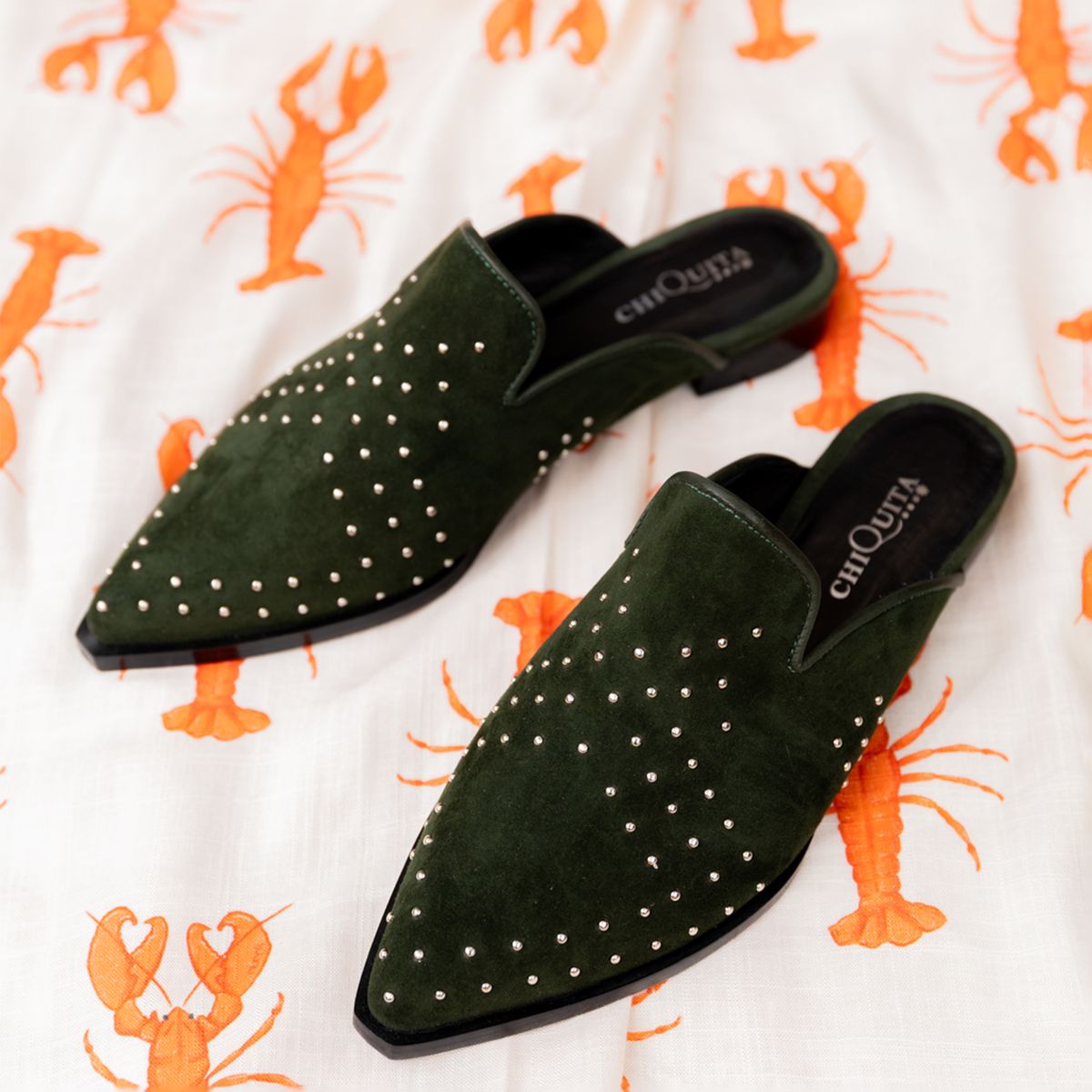 CHIQUITA - Babucha Mujer Cuero Verde Chiquita