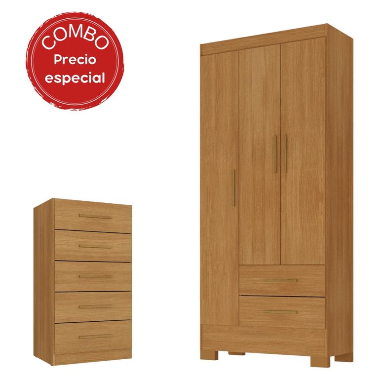 Combo Clóset Cómoda Canela