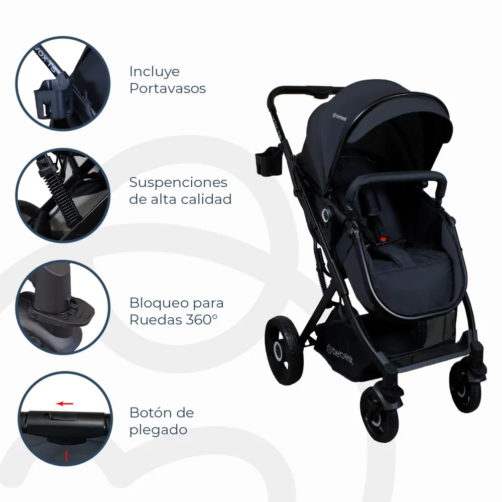 Coche Cuna Paseo Vox Negro, foto 8