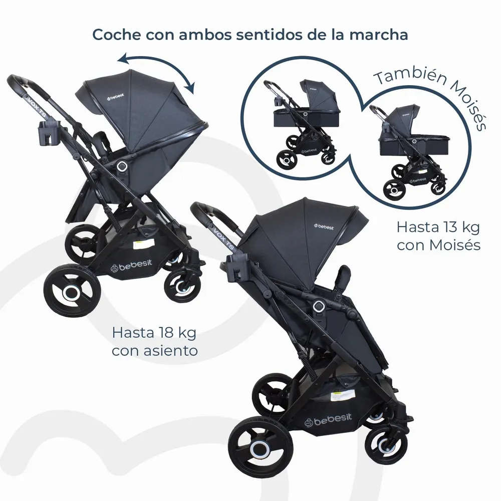 Coche Cuna Paseo Vox Negro, foto 9