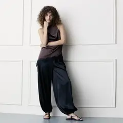 BASEMENT - Pantalón Balloon Satín Mujer