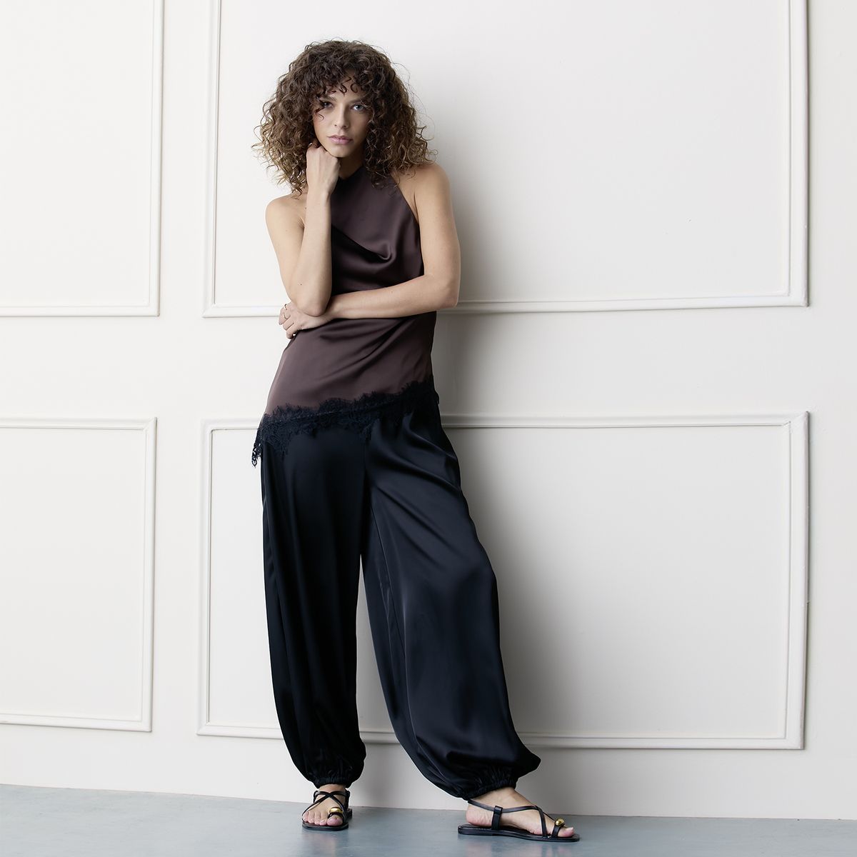 BASEMENT - Pantalón Balloon Satín Mujer Basement