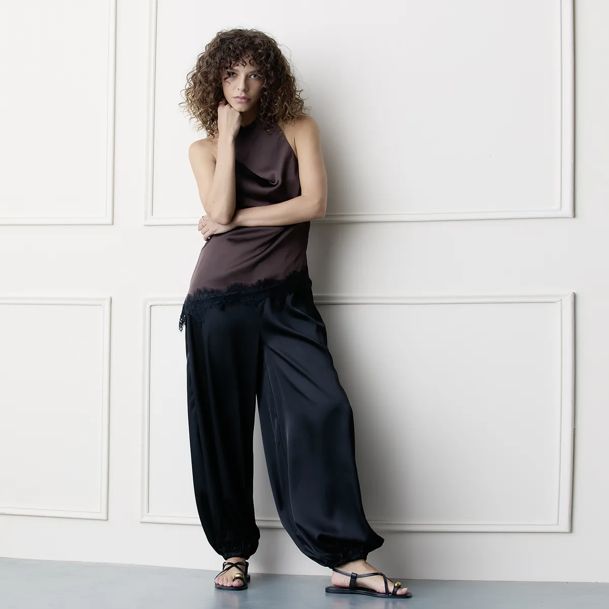 BASEMENT - Pantalón Balloon Satín Mujer Basement