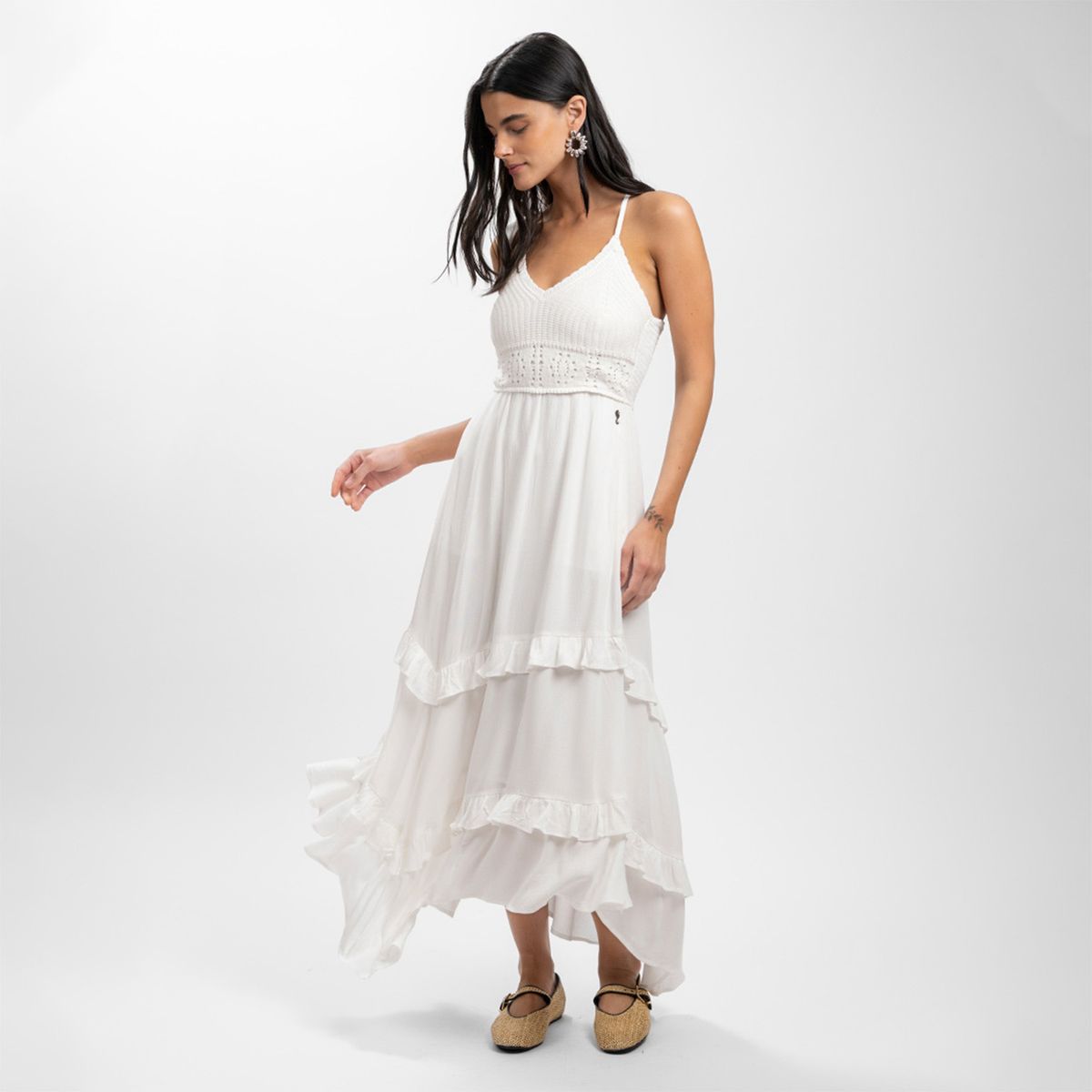 LOLITA POCKET - Vestido Largo Blanco Mujer Lolita Pocket