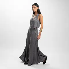 LOLITA POCKET - Pantalon Ancho Grafito Mujer