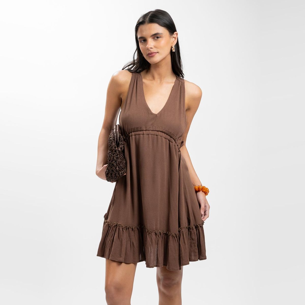 LOLITA POCKET - Vestido Corto Café Mujer Lolita Pocket