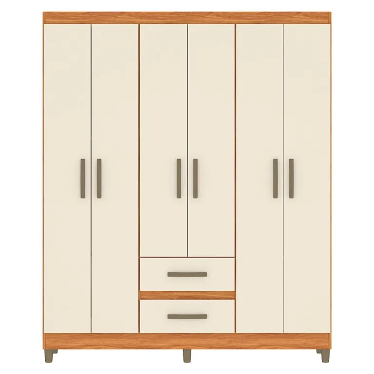 VEKKAHOME Clóset Coimbra Beige 6 Puertas 2 Cajones