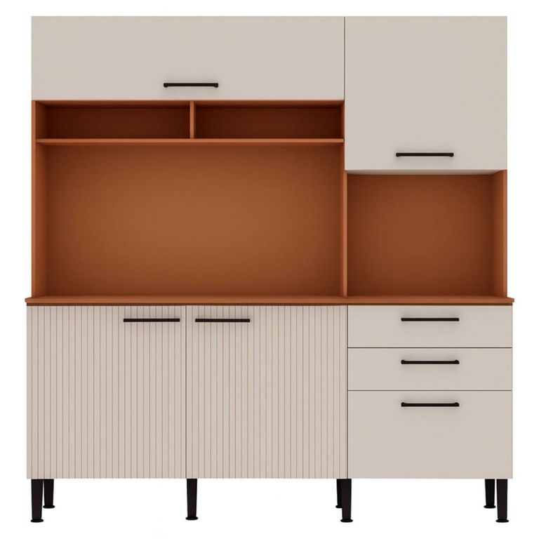 VEKKAHOME Kit Cocina Fiori Café 4 Puertas 3 Cajones