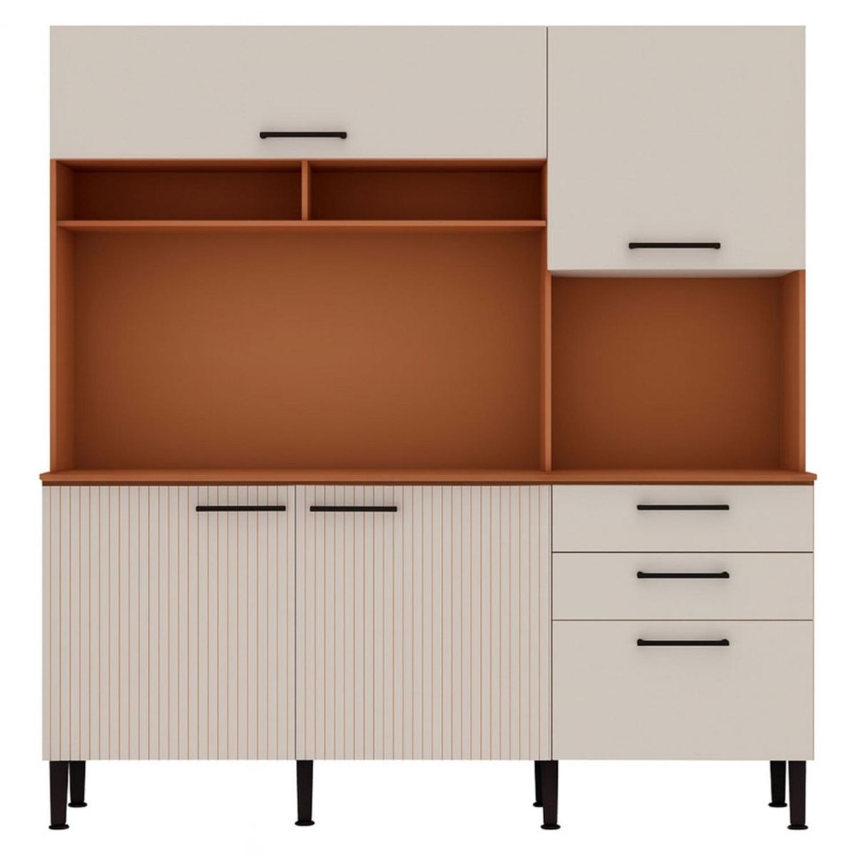 VEKKAHOME - Kit Cocina Fiori Café 4 Puertas 3 Cajones Vekkahome