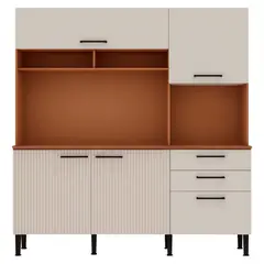 VEKKAHOME - Kit Cocina Fiori Café 4 Puertas 3 Cajones