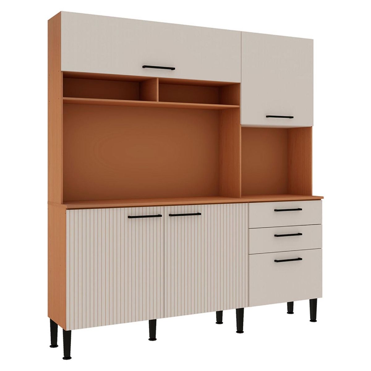 VEKKAHOME - Kit Cocina Fiori Café 4 Puertas 3 Cajones Vekkahome