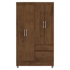 VEKKAHOME - Clóset Ideal 4 Puertas 2 Cajones Café