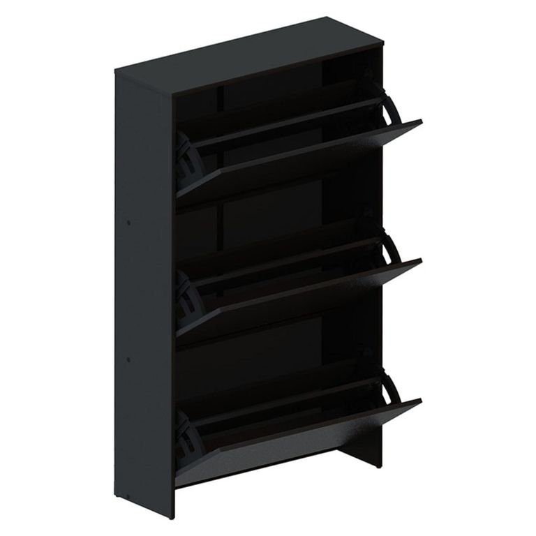 VEKKAHOME Zapatera Americana 3 Puertas Negro
