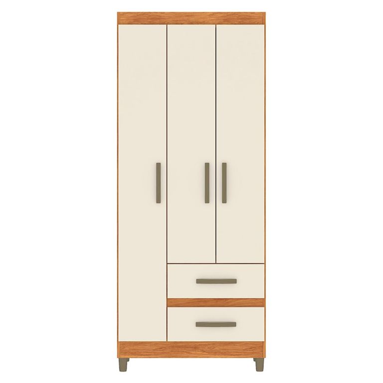 VEKKAHOME Clóset Porto Beige 3 Puertas 2 Cajones