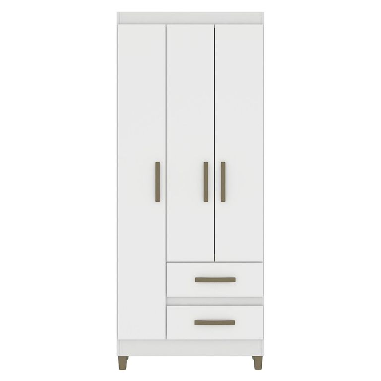VEKKAHOME Clóset Porto Blanco 3 Puertas 2 Cajones