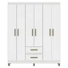 VEKKAHOME - Clóset Coimbra Blanco 6 Puertas 2 Cajones