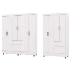 VEKKAHOME - Combo Clóset Ideal 6 Puertas 4P Bla