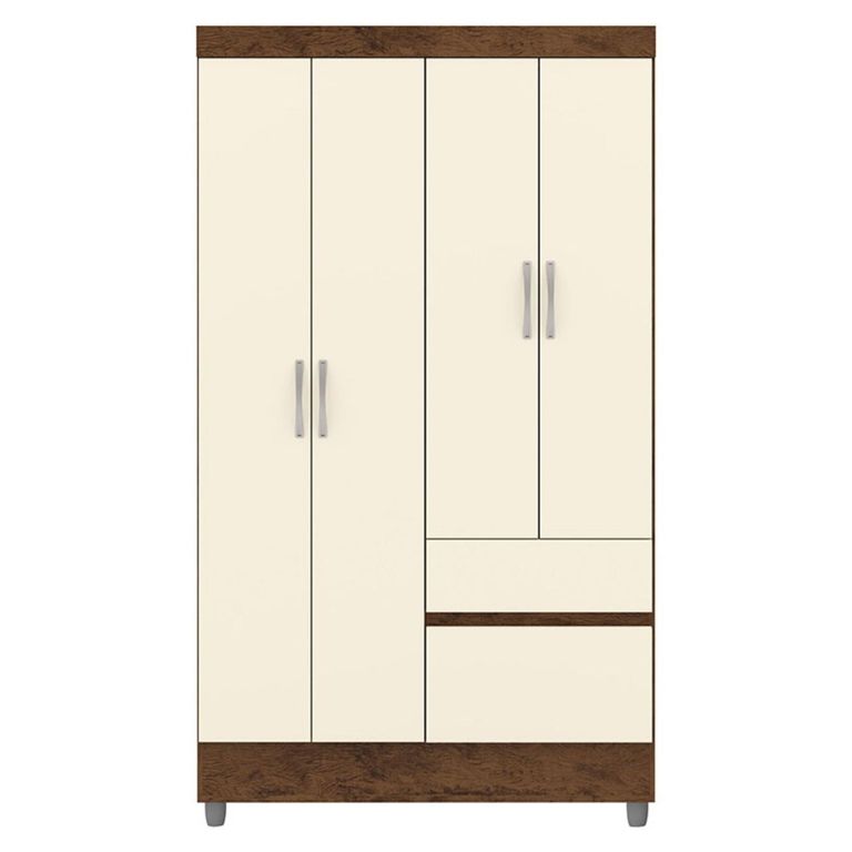 VEKKAHOME Clóset Ideal 4 Puertas 2 Cajones Crema