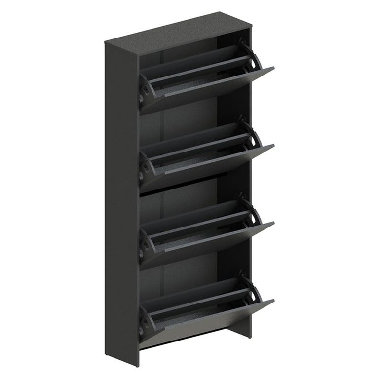 VEKKAHOME Zapatera Americana 4 Puertas Negro