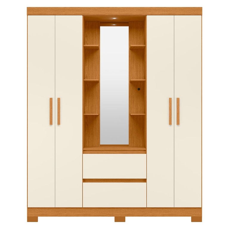 VEKKAHOME Clóset Olimpia 4 Puertas 2 Cajones Beige