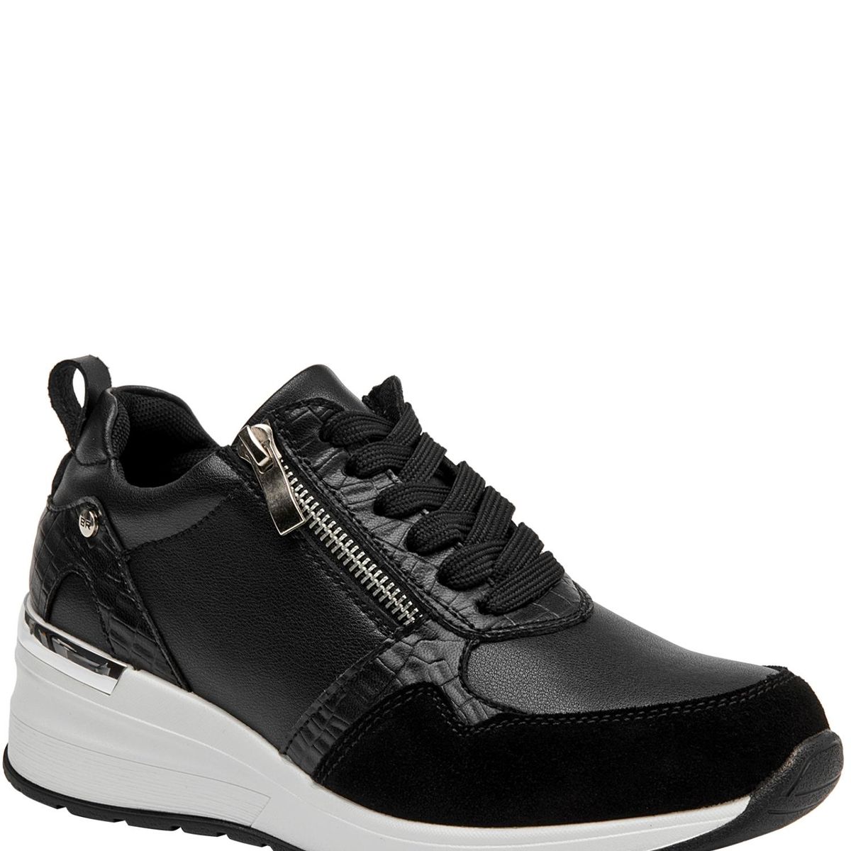 BRUNO ROSSI - Zapatilla Urbana Mujer Cuero Negro Bruno Rossi