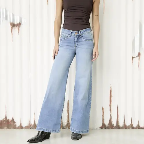 AMERICANINO - Jeans Wide Leg Tiro Medio Mujer